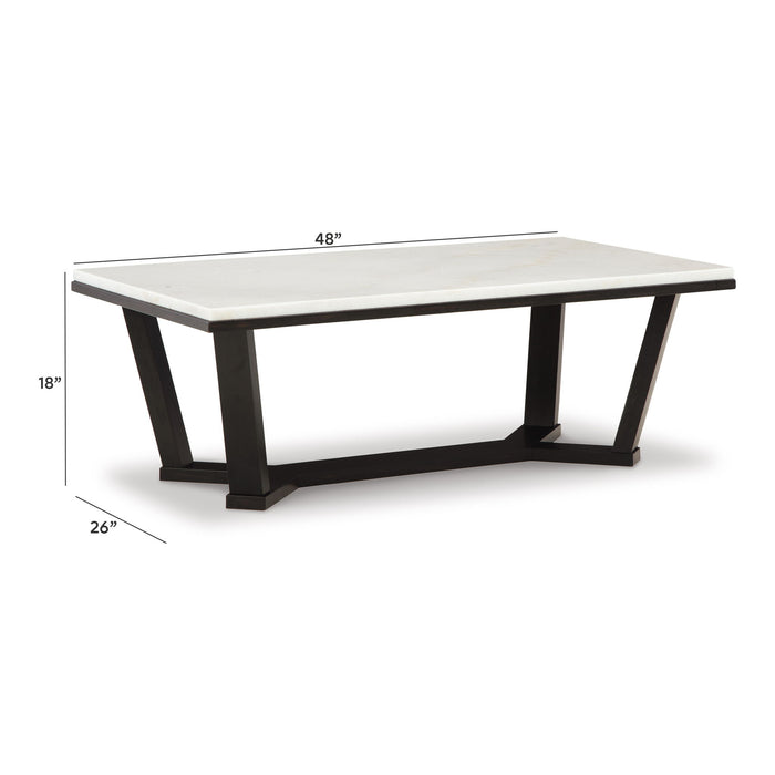 Fostead - Rectangular Cocktail Table - White / Espresso