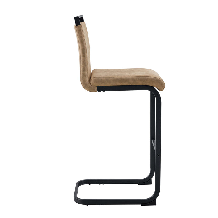 Modern Tech Fabric Bar Stool (Set of 2) With Metal Legs 42.5" Tall For Home Bar & Restaurant - Black / Brown