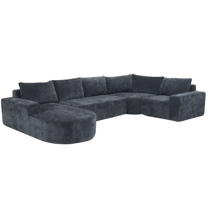 U-Shaped Oversized Modular Cloud Sectional Sofa With Deep Seat For Living Room