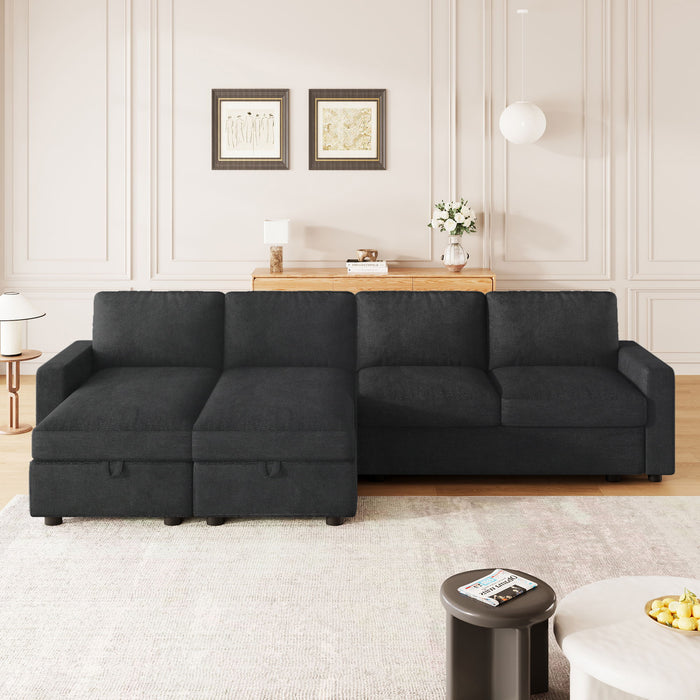 Convertible Sectional Sofa With Storage Chaise Lounges And USB Ports