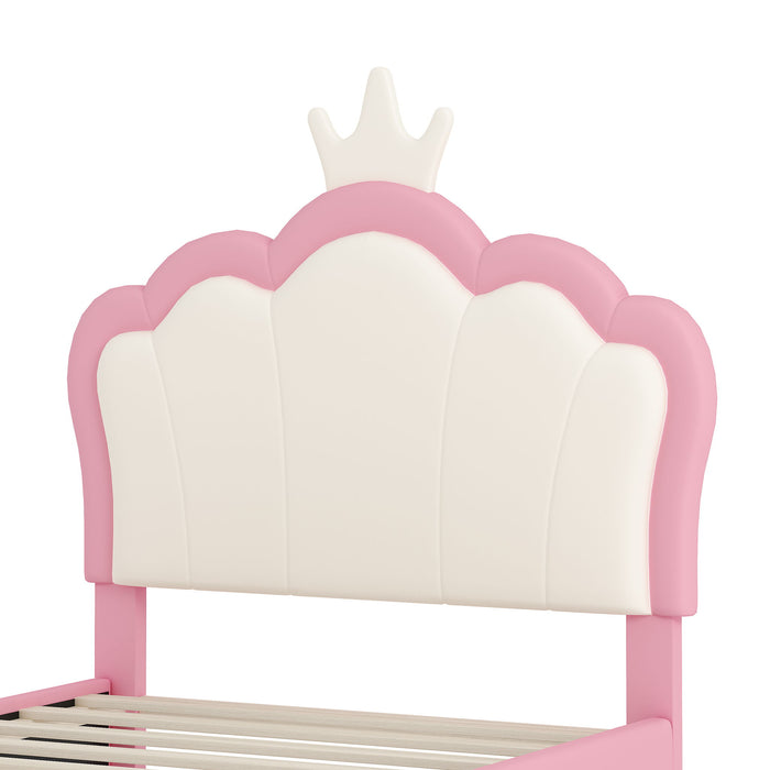 Upholstered Princess Platform Bed With Crown Headboard