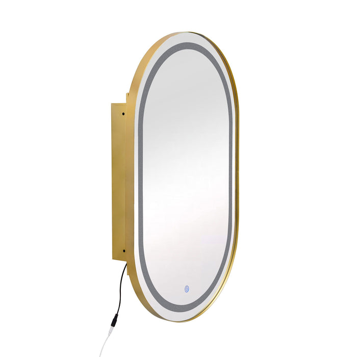 Oval Medicine Cabinet Mirror Bathroom Mirror With Storage Wall Mounted Medicine Mirror Cabinet With LED - Golden