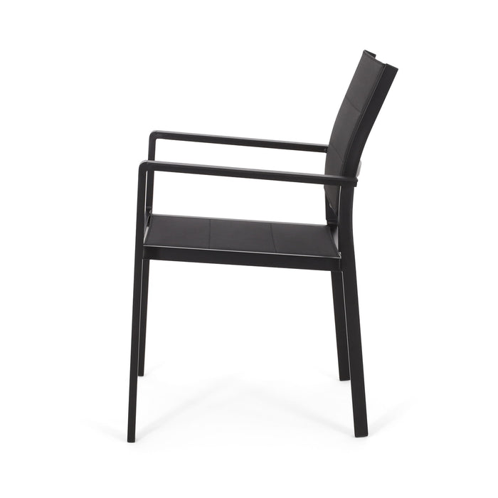 Baird - Outdoor Mesh And Aluminum Dining Chairs - Black