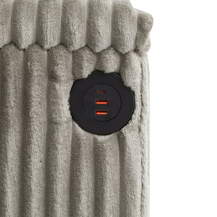 Modern 4 Seater Corduroy Sofa Couch With USB Ports And Hidden Storage