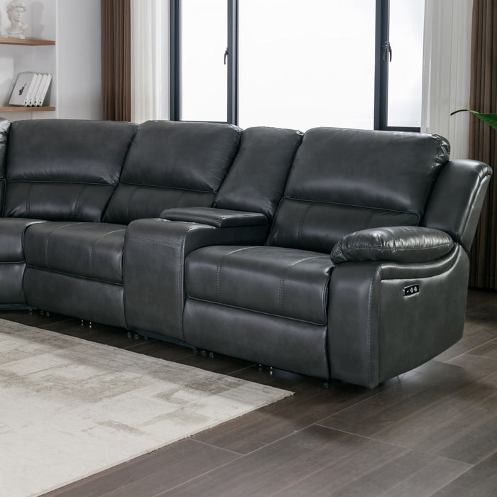 Power Reclining Sectional Sofa With 3 Adjustable Recliners, USB Ports & Cup Holders, Oversized Seating For Living Room - Black