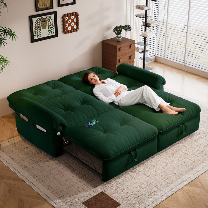 Cloud Like Convertible Sofa Bed For Living Rooms - Green