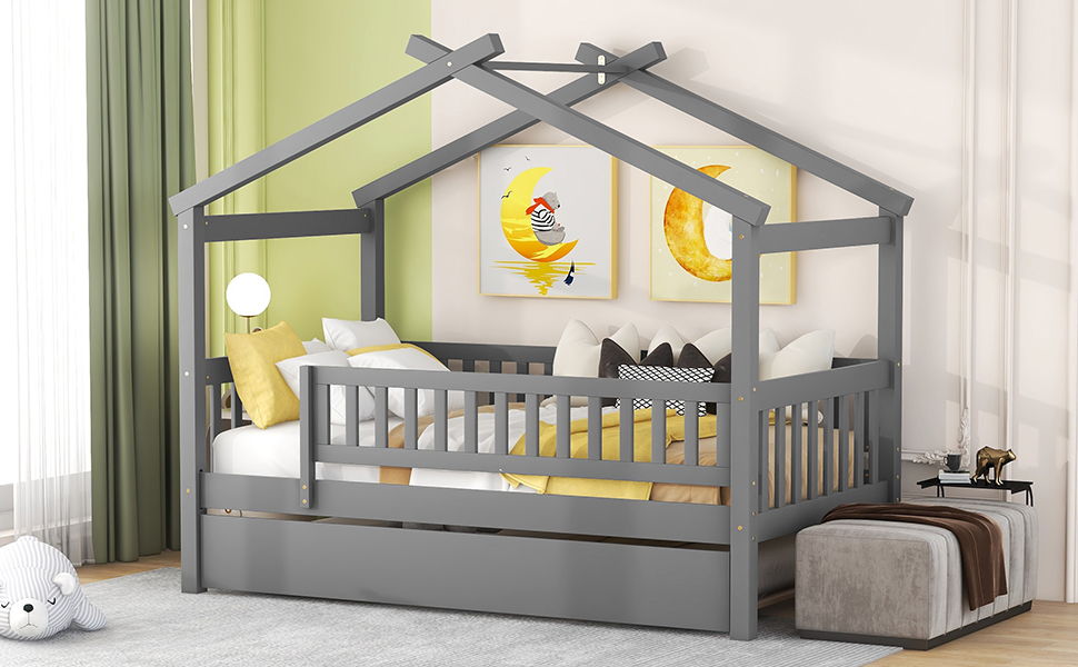 Creativity House Bed With Twin Size Trundle