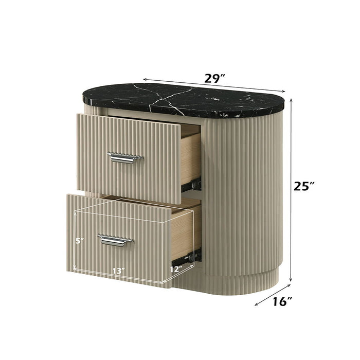 Travonte - Nightstand - Gray / Beige