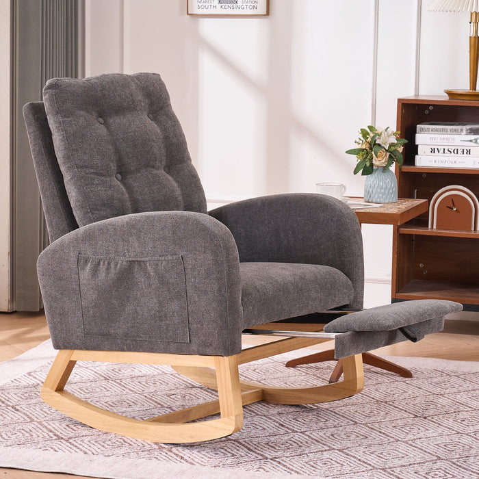 Accent Rocking Chair With Footrest, High Back
