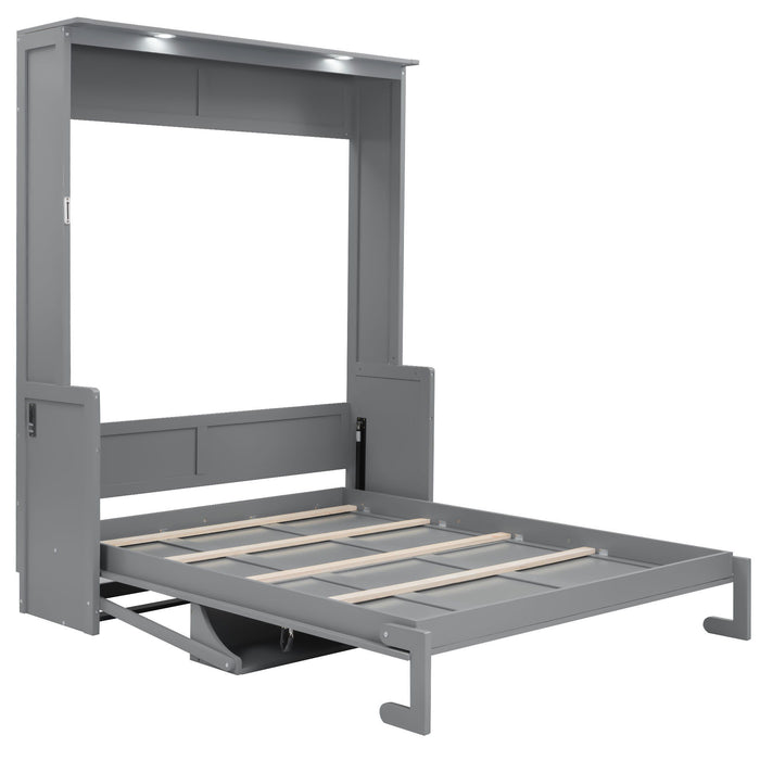 Murphy Bed With Desk, LED Lights & USB Charging Station