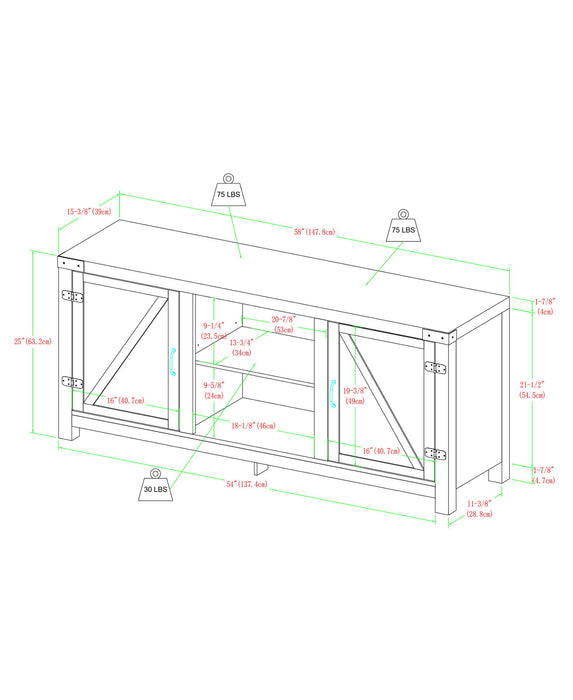 Farmhouse Barn Door TV Stand For TVs Up To 65"