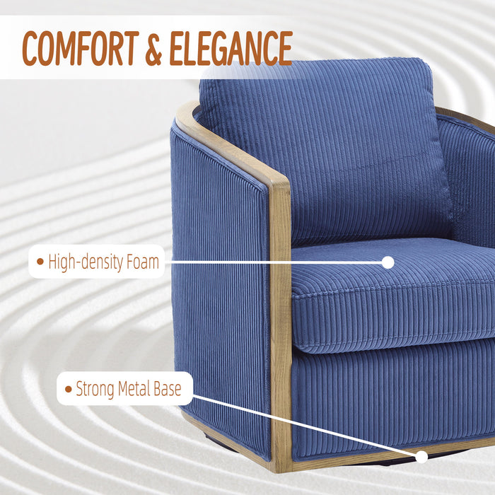 Corduroy Barrel Chair, 360 Degree Swivel
