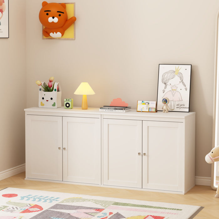 Kitchen Storage Cabinet With Double Doors, Adjustable Shelves, Sideboard Buffet For Dining Room - White