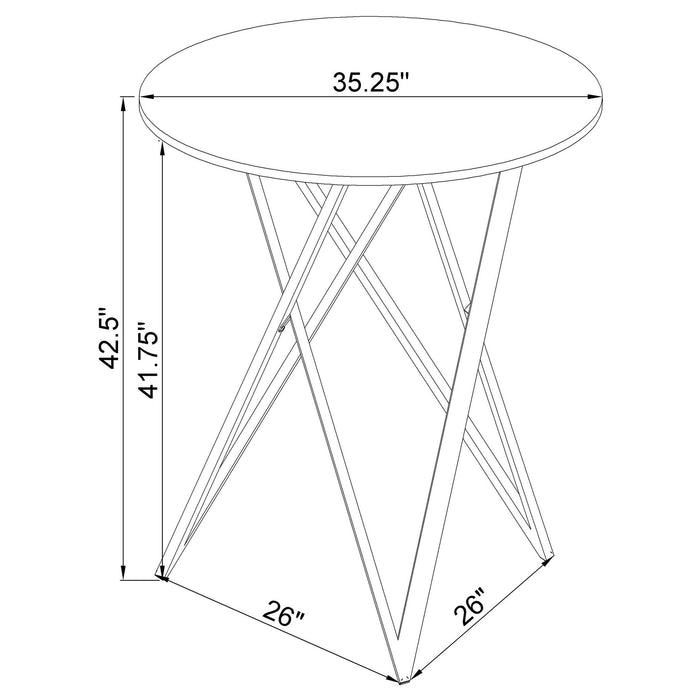 Halverson - Round Top Bar Table - White / Silver
