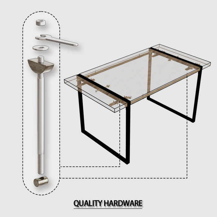 Modern Industrial Dining Table 59" Rectangular Light Wood With Metal Legs For 4 - 6 People - Natural Wood