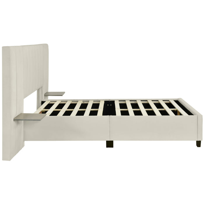 Upholstered Platform Bed With Big Headboard