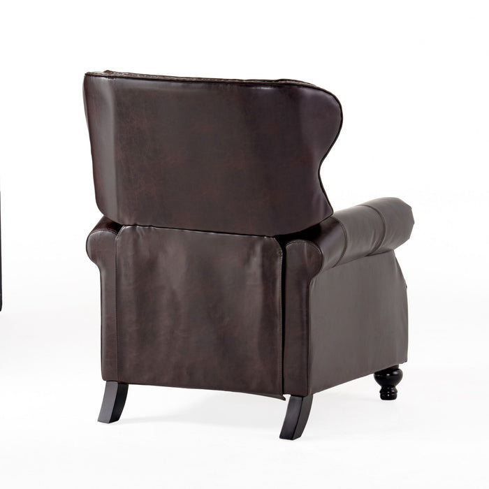 Contemporary Style Push Back Recliner With Button Tufted Stitching And Nailhead Trim
