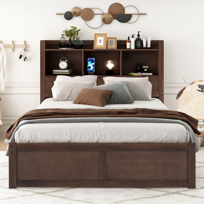 Storage Platform Bed With Pull Out Shelves, Trundle, And 2 Drawers