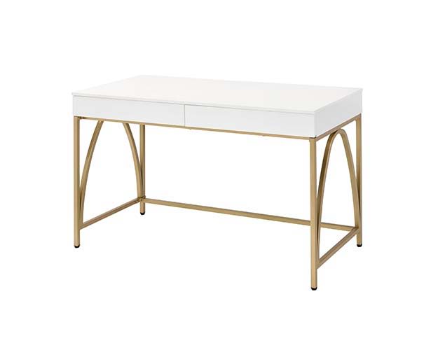 Lightmane - Vanity Desk Same 92660) - White High Gloss & Gold