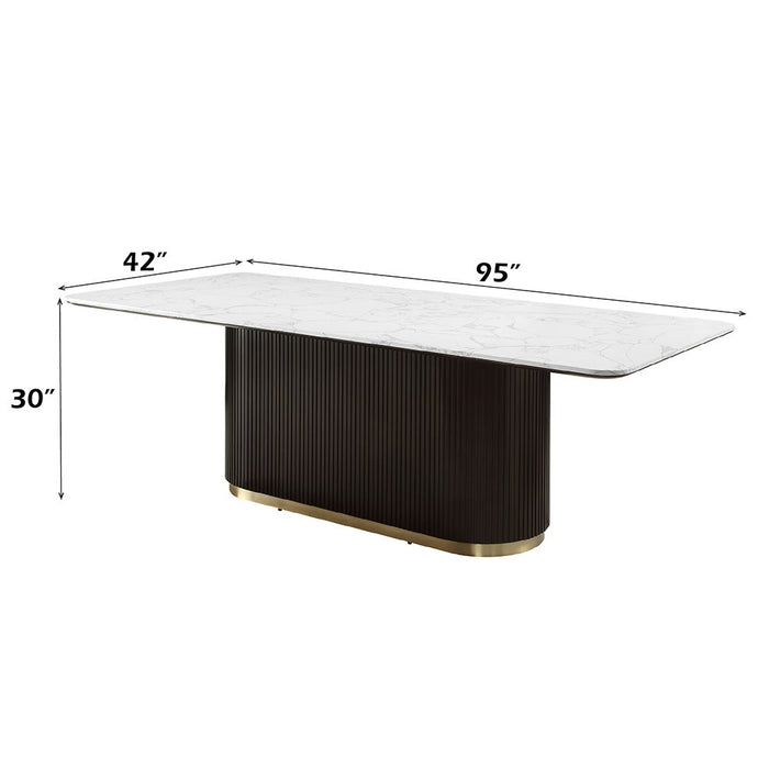 Clayten - Dining Table With Marble Top - White / Espresso