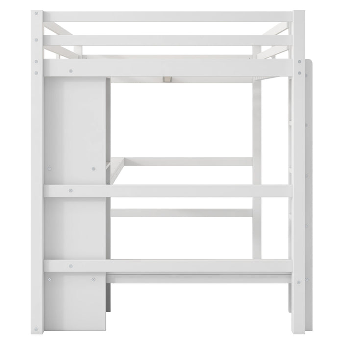 Loft Bed With Built In Desk And Multifunction Shelves