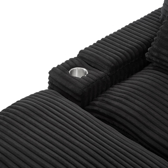 Convertible Loveseat Sofa With Storage, USB Ports, Cup Holders - Black