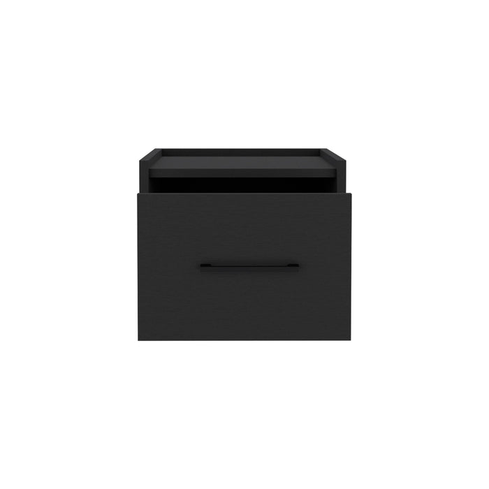 Floating Nightstand, Space Saving Design With Handy Drawer And Surface - Black