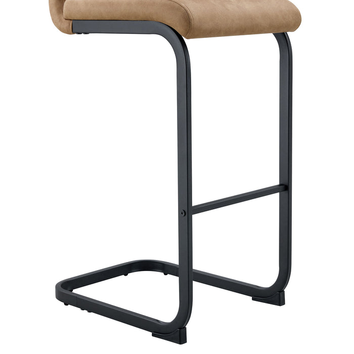 Modern Tech Fabric Bar Stool (Set of 2) With Metal Legs 42.5" Tall For Home Bar & Restaurant - Black / Brown