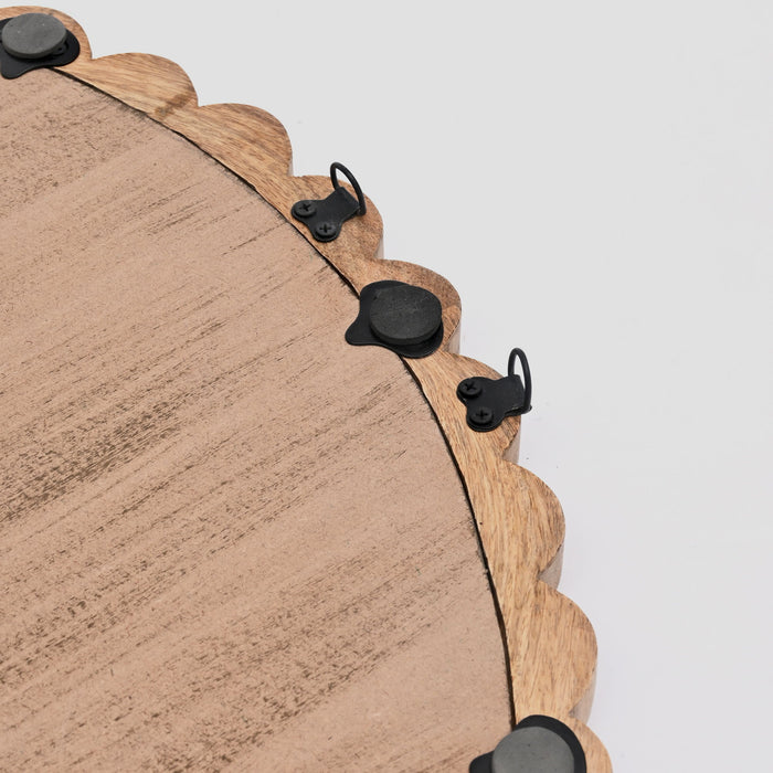 Decorative Round Hanging Wall Mirror With Bead Design Frame - Natural