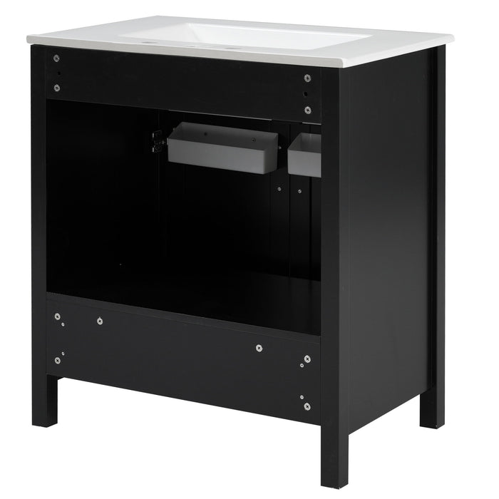 Bathroom Vanity With Sink And Ample Storage, Rectangular Undermount Sink - Black