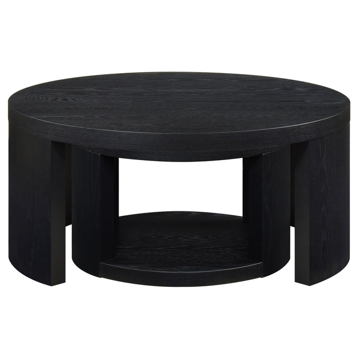 Sweeney 2-piece Round Wood Occasional Nesting Table Set Black