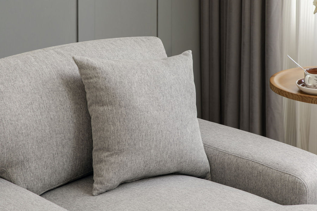 Modern Mid-Century Indoor Oversized Chaise Lounger Comfort Sleeper Sofa With Pillow And Soild Wood Legs, Linen, Gray