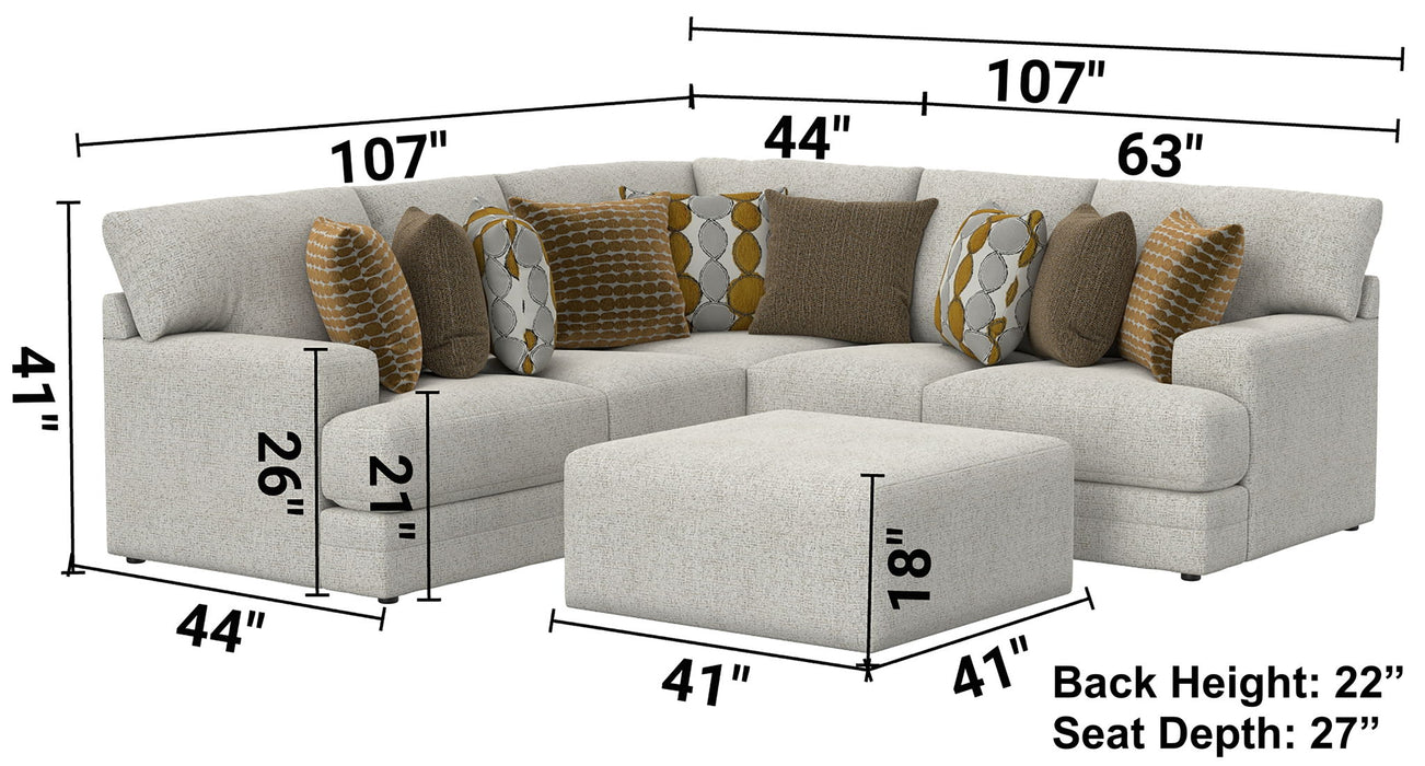 Tori - Sectional With Comfort Coil Seating, Cocktail Ottoman And Accent Pillows Included