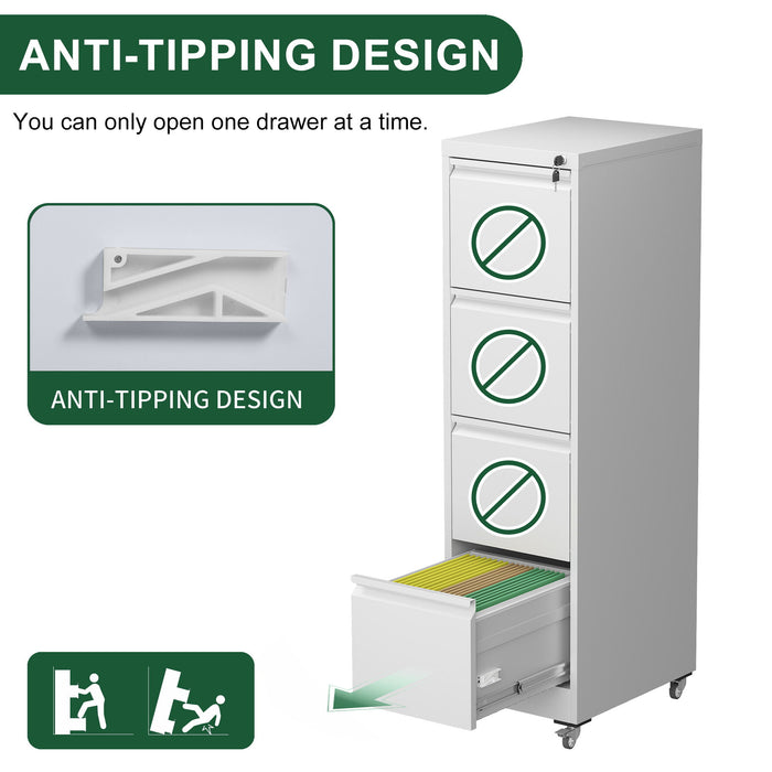 Drawer Metal Locking Vertical File Cabinet With Wheels Heavy Duty Lockable Storage