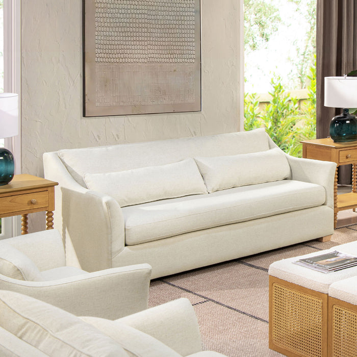 Ada - Flared Arm Contemporary Sofa With Lumbar Pillows - Flax White