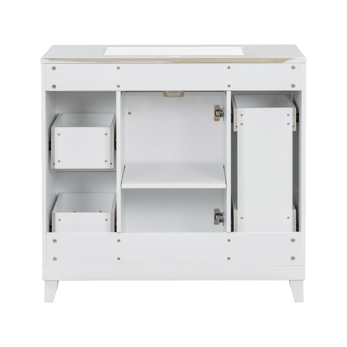 Bathroom Vanity With Ceramic Sink, Soft Close Doors, Adjustable Shelves