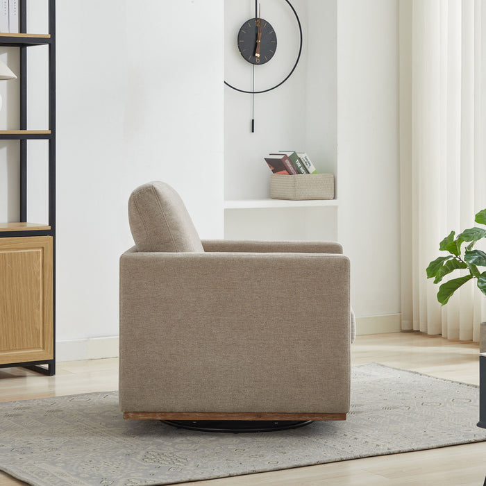 Modern Square Upholstered Swivel Accent Chair With Metal Base