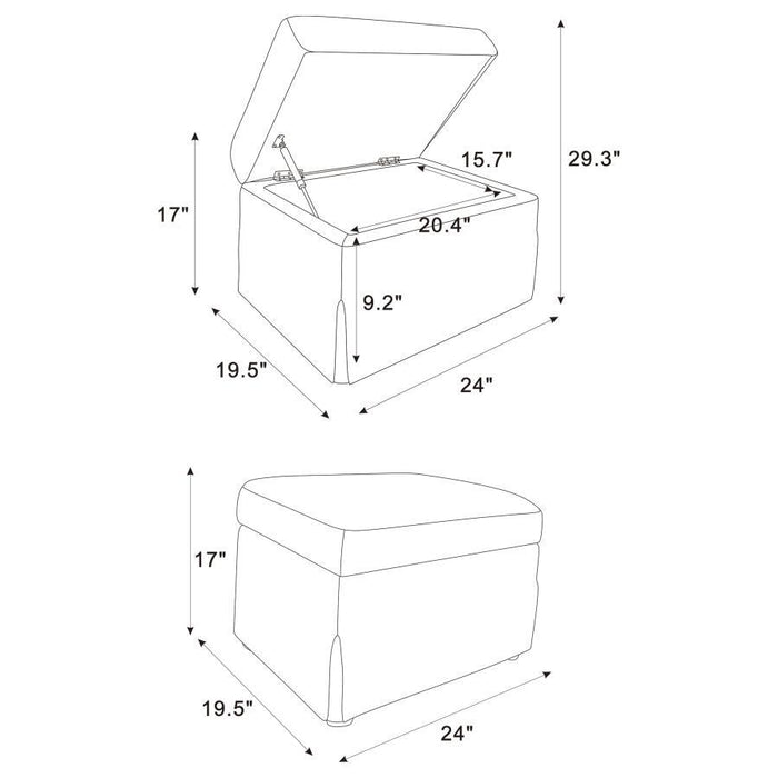 Winter - Upholstered Hydraulic Lift Top Storage Ottoman