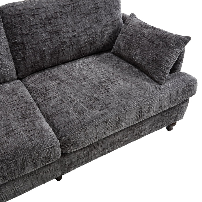 Chenille 2 Seater Sofa With LED Light, USB Charging Port, And Storage Bag