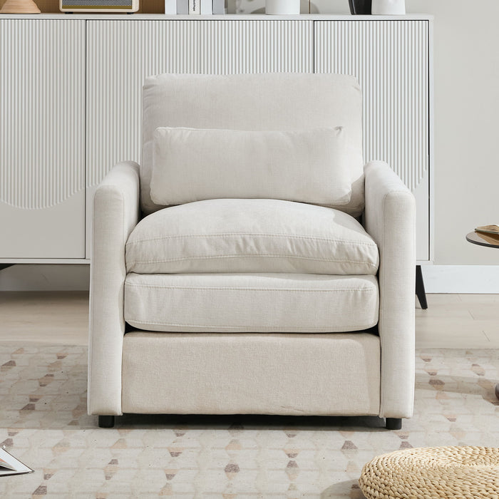 Cozy Upholstered Plush Cushion Armchair For Living Room