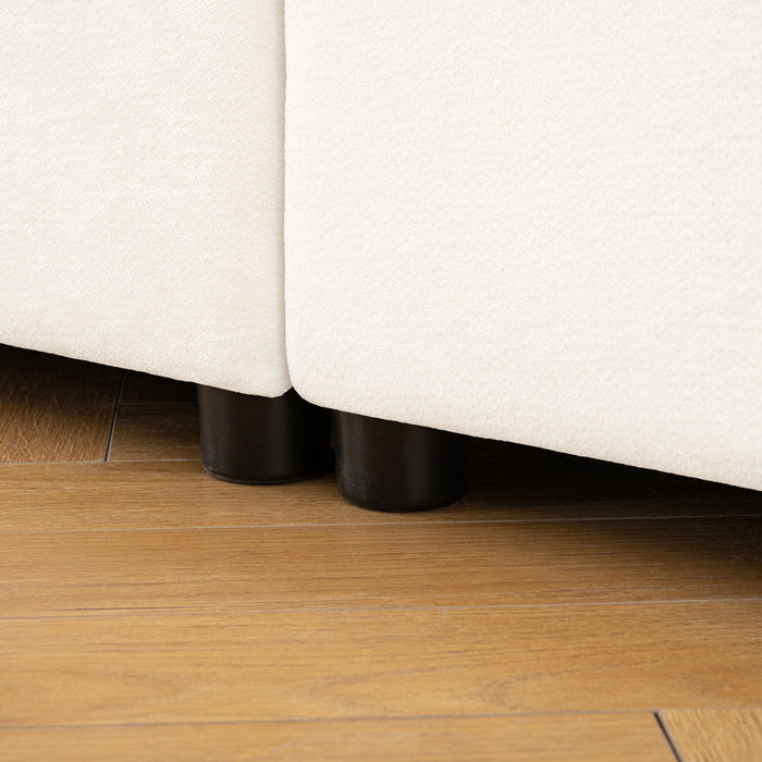 Stylish Chenille Sofa With Storage Seat And Cylindrical Backrest