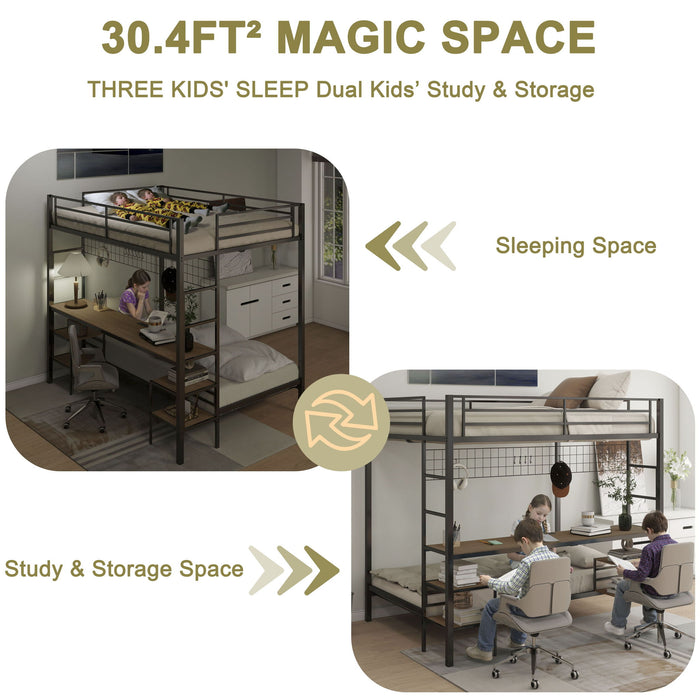 Ethan - Bunk Bed With Desk, Charging Station, Storage Shelves