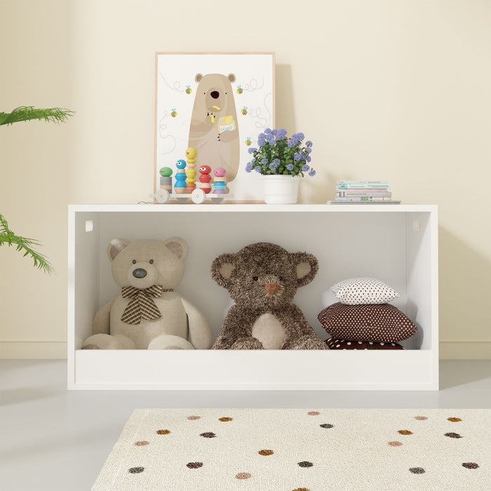 Open Toy Storage Box For Kids, Organizer Bin For Plush Toys, Books - White