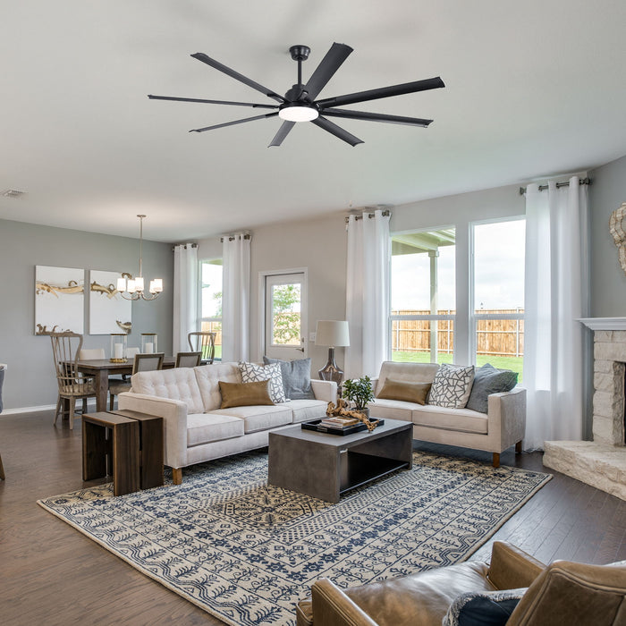 72" Large Design Ceiling Fan With Smart Remote Control, 6 Wind Speed DC Motor For Living Room - Black