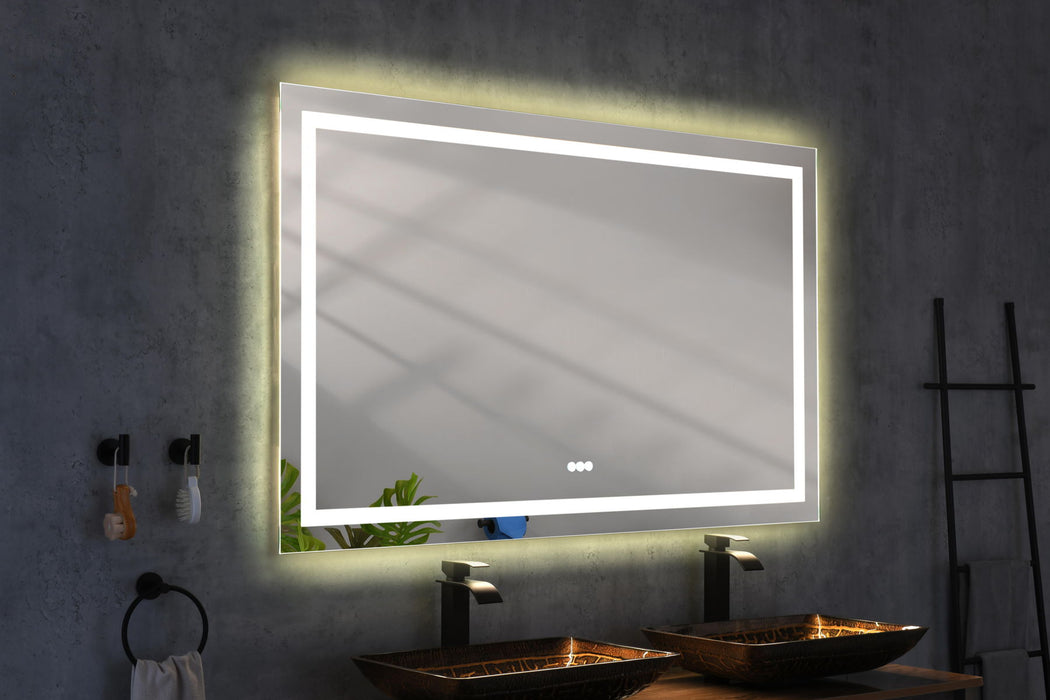 Led Lighted Bathroom Wall Mounted Mirror With High Lumen / Anti - Fog Separately Control Bedroom - White