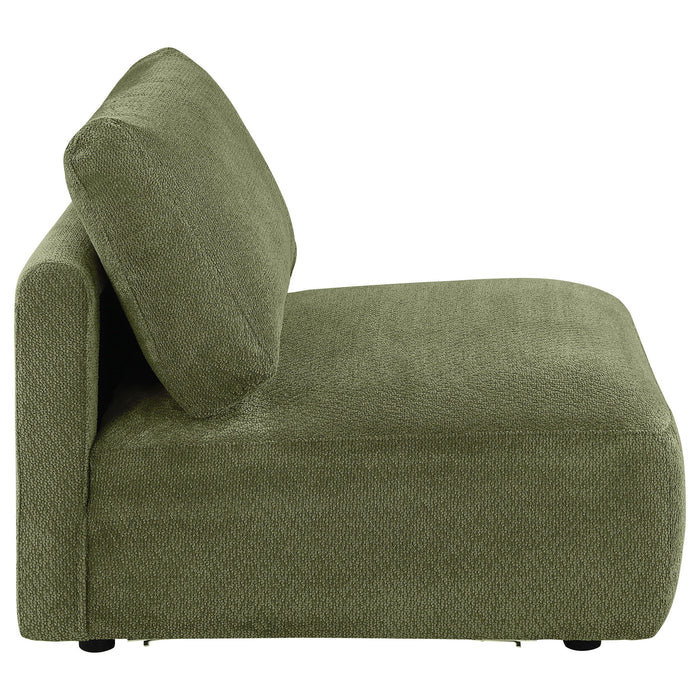 Elysia Chenille Upholstered Modular Armless Chair Green