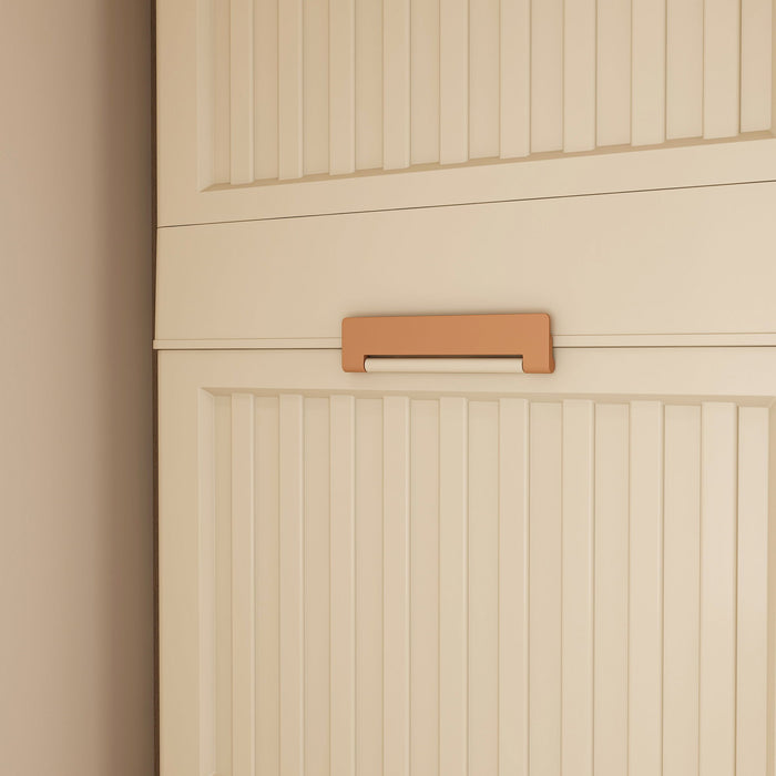 Portable Wardrobe Closet Storage Organizer For Clothes, 6 Magnetic Doors With 6 Cubes & 2 Hanging Rods, 6 Hangers - Cream White