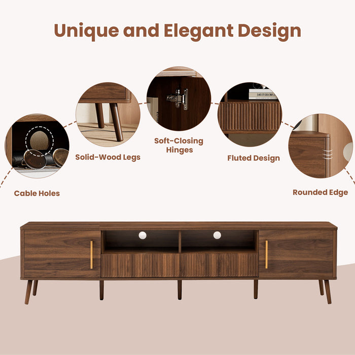 TV Stand For TVs Up To 85" With Soft-Close Doors, Open Shelf, Cable Management - Walnut