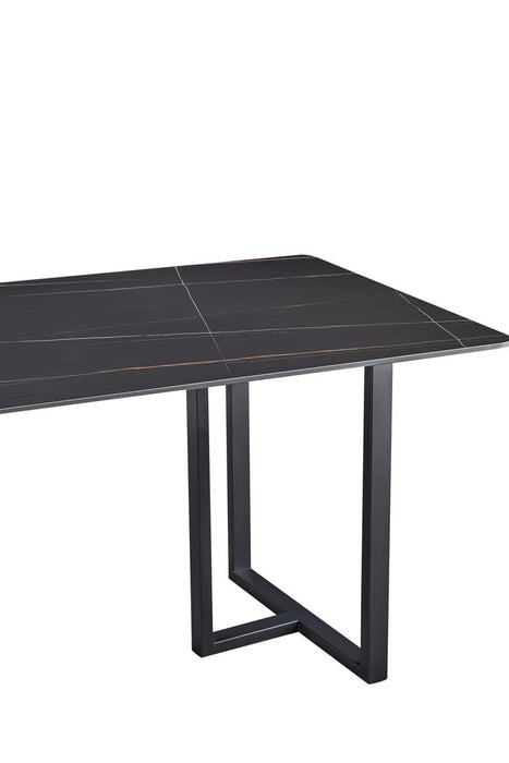 Carbon Steel Dining Table With Lauren Black Gold Stone Surface (Excluding Chairs)