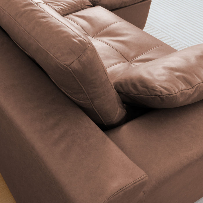 L - Shaped Modular 2 Seater Sofa With Movable Ottoman And High Density Sponge Cushions For Living Room
